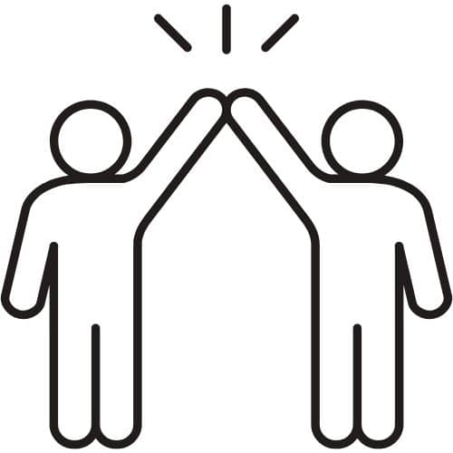 soziale Beziehung Icon zwei Menschen schlagen in die Hand des anderen. Bedeutung Soziale Beziehungen